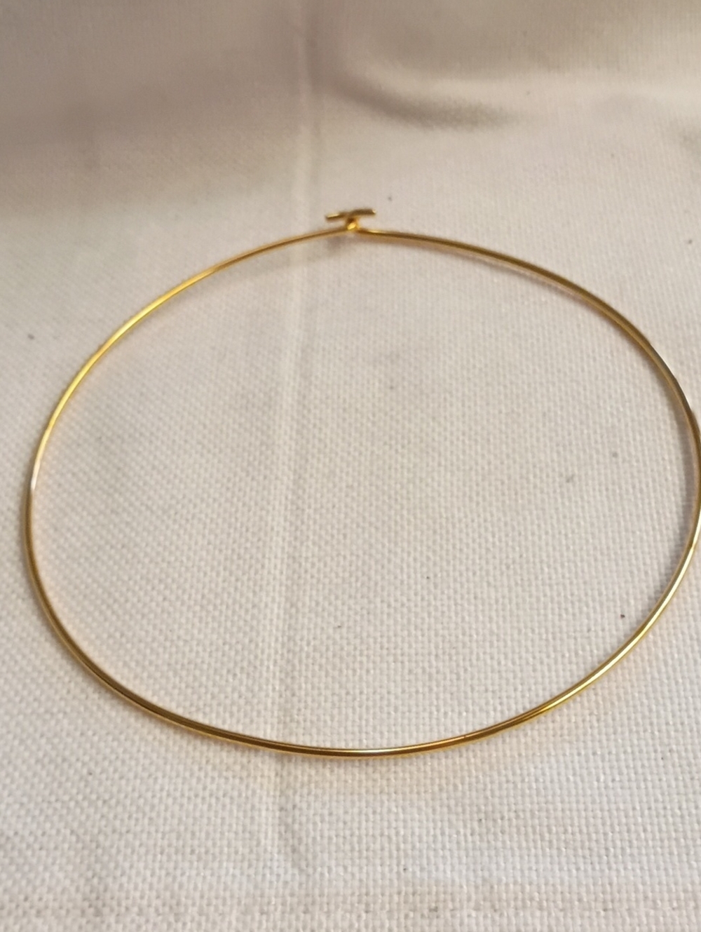 Classic Gold Tone Thin Choker Necklace, Solid Piece